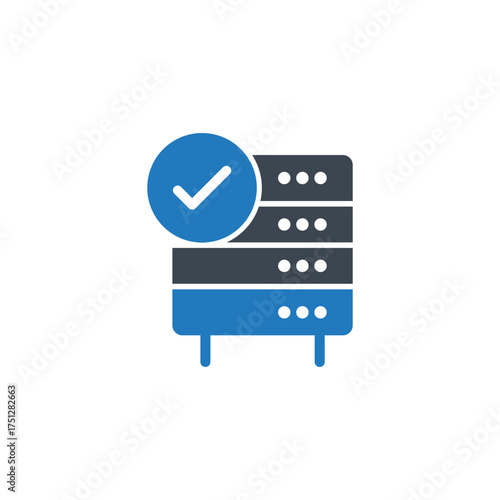 Server with Checkmark Icon - Confirmed System Status