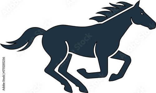 Running horse silhouette simple vector illustration of a mustang isolated on white background perfect for logo design and equestrian themes