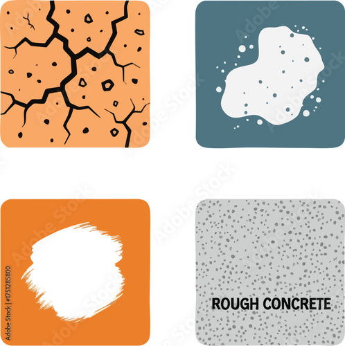 Four Textures Cracked Earth Cloud Paint Swatch Rough Concrete.