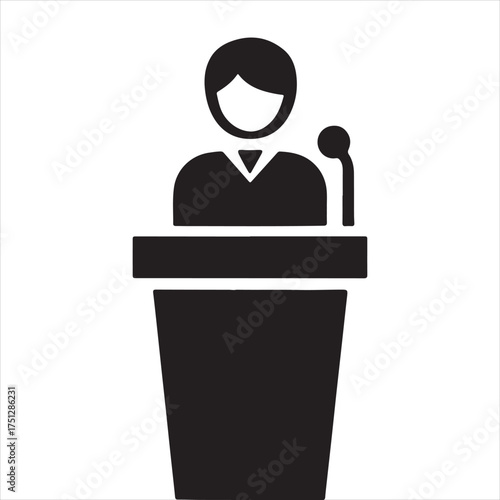Illustration of a woman actively speaking and gesturing presented isolated on transparent background