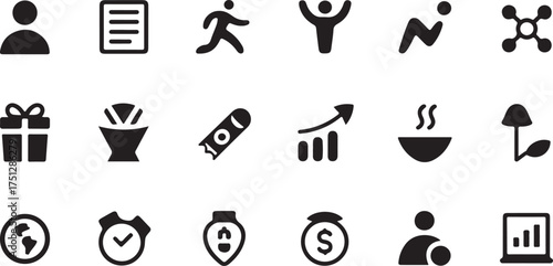 Diverse set of vector icons representing various aspects of life