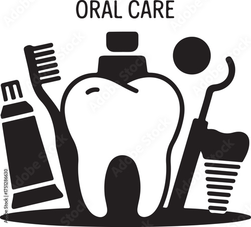Oral Care Icon Set Dental Hygiene and Health Illustration Vector