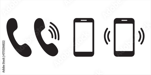 Illustration of a vintage telephone and a modern mobile phone isolated on transparent background