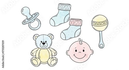Baby Essentials Cartoon Illustration