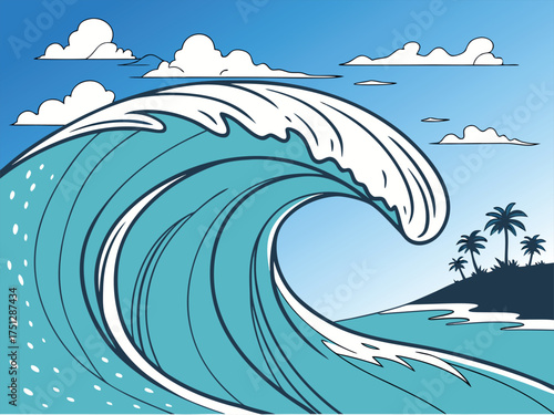 Dynamic ocean waves illustration with swirling water and ripples isolated on transparent background