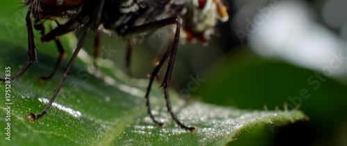 Wallpaper Mural Close-Up Captivating Look: A Detailed Macro View of a Fly on a Leaf, Natural Light Torontodigital.ca