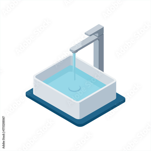 Stylized illustration of a bathroom basin or sink isolated on transparent background