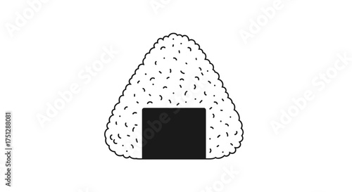 A simple drawing of a triangular rice ball with a dark square in the center.