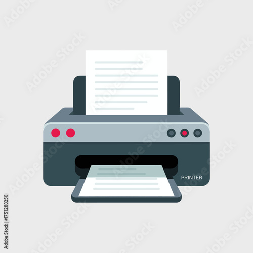 This sleek printer illustration showcases documents being printed, representing productivity, efficiency, and modern office technology—ideal for business and digital contexts.