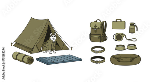Dog camping gear and equipment for outdoor adventures.