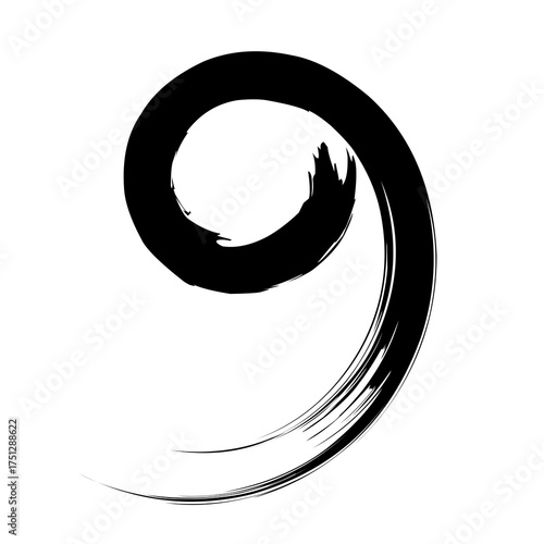 ink brush forms the number nine