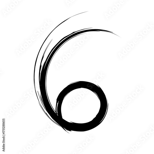 ink brush forms the number six