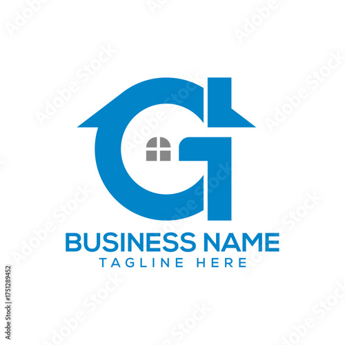 Letter G shaped like a house for real estate vectors illustrations logo