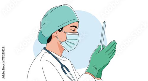 Healthcare professional preparing to administer a medical treatment with care.