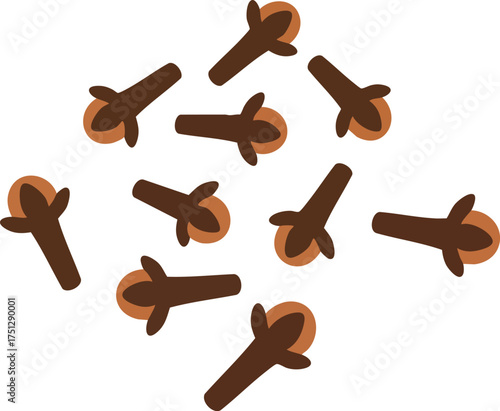 Clove spice herb illustration with brown and dark brown colors for cooking and seasoning vector image 