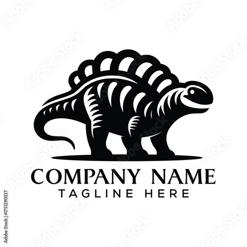 Stegosaurus dinosaur black silhouette for a brand vectors illustrations logo