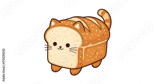 Adorable bread cat character design for a sweet and playful look.