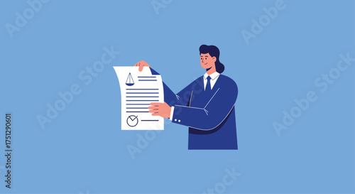 A legal professional presents an important contract for review and approval.