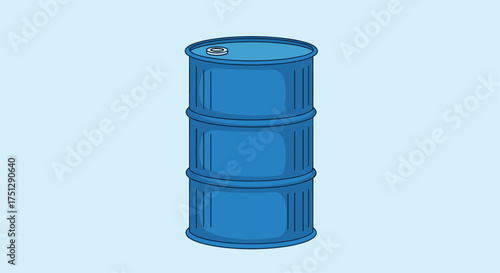 A blue metal barrel used for storage or transport of liquids or solids.