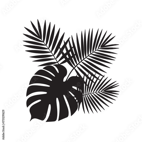 Monstera and Palm Leaf Vector Icons