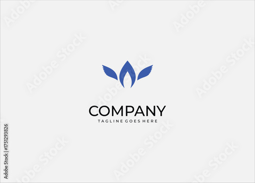 Abstract Three Blue Leaves or Upward Flames Vector Logo Symbolizing Natural Growth, Premium Energy, and Elegant Corporate Wellness Brand Identity.