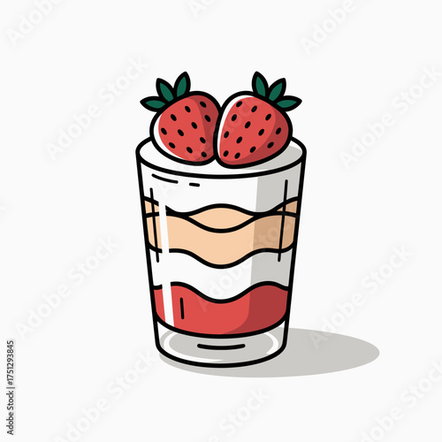 A delightful illustration of a layered strawberry dessert, capturing the sweetness and freshness of ingredients, perfect for dessert lovers and culinary inspiration.