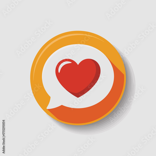 A vibrant heart icon inside a speech bubble, visually representing love and communication, conveying emotions of affection and connection in a lively design.