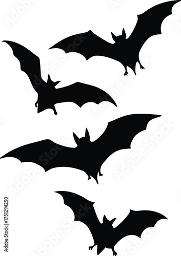 bats, flying, silhouette, halloween, spooky, night, creature, animal, dark, scary, horror, autumn, decoration, graphic, design, isolated, white background, swarm, group, airborne, wings, nocturnal, pr