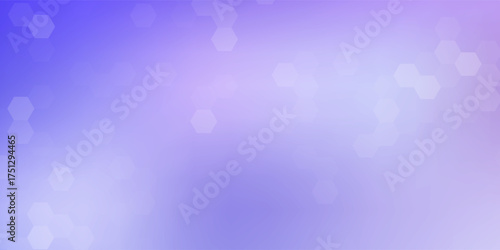 Purple pastel medical and tech background with hexagon pattern and bright sparkles. Realistic vector abstract bg with honeycomb geometric cell texture for medicine and science technology design.