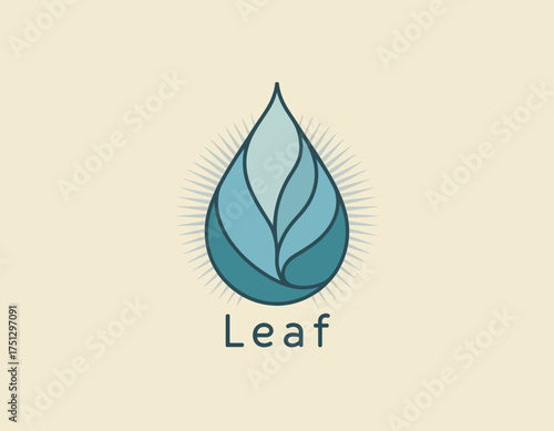 This image features a beautifully crafted logo combining a drop and a leaf, symbolizing freshness and nature. Perfect for ecological brands and businesses focused on sustainability.