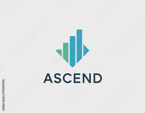 This dynamic design features ascending bars that represent growth and progress, complemented by a blue gradient that enhances its modern, professional aesthetic.