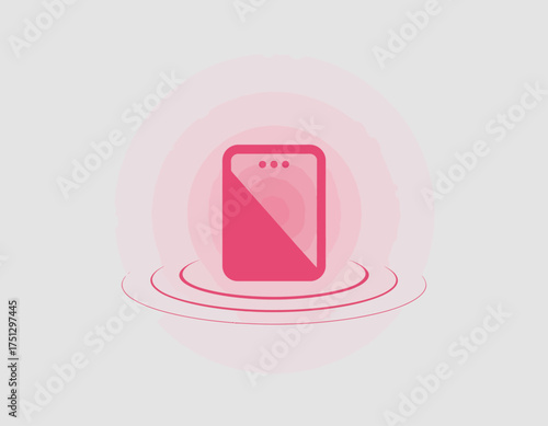 A sleek and modern design of a tablet device surrounded by soft curvature lines, symbolizing connectivity and the influence of technology in daily life.