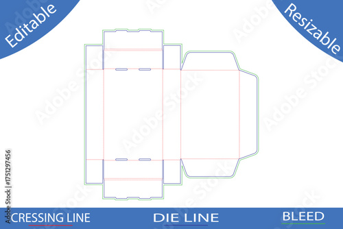 Tuck Top Box Packaging Die Cut Template With Bleed