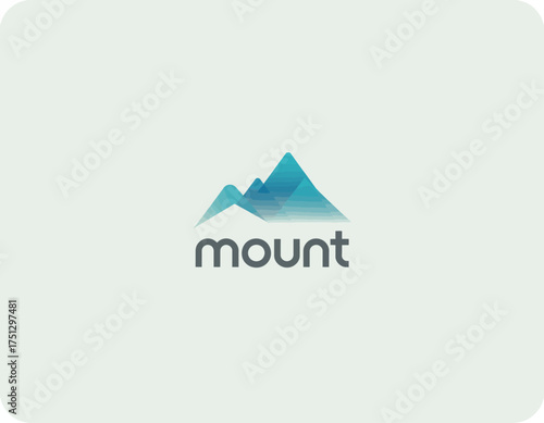 A minimalist mountain logo that uses soft gradients to depict peaks and valleys, representing nature and adventure in a calm, inviting manner for outdoor brands.