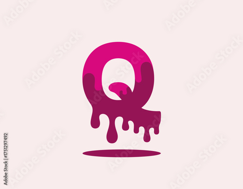 This vibrant pink dripping letter Q logo design captivates attention and embodies creativity, making it perfect for artistic branding and marketing purposes.