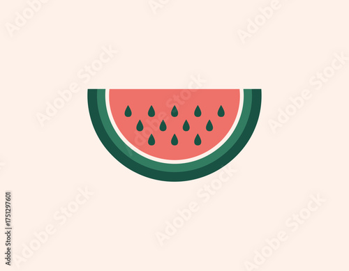 A simple and vibrant illustration of a watermelon slice with a soft background, emphasizing freshness and summer vibes, ideal for food-related projects.