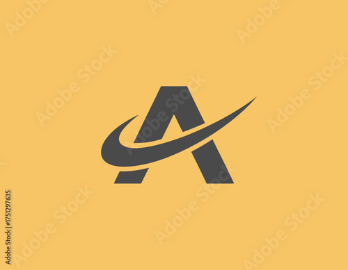 This dynamic yellow letter A logo features an appealing swoosh design, perfectly blending modernity and creativity for impactful branding opportunities.