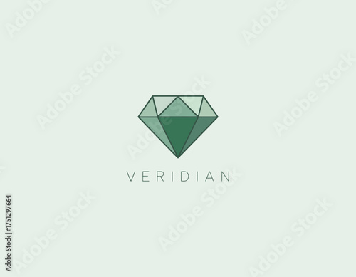 This image presents an elegant geometric diamond logo rendered in rich green tones, representing luxury, sustainability, and quality for businesses in eco-friendly sectors.