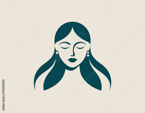 This elegant illustration of a woman's face represents beauty and grace, capturing the essence of femininity through simple yet striking visual elements.