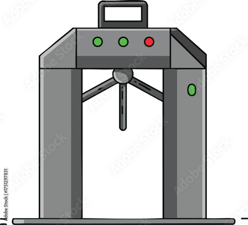 Metal detector security checkpoint with indicator lights and scanning device vector illustration 