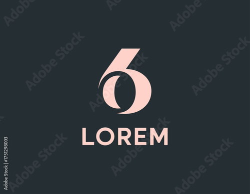 This image embodies sophistication with a stylish number 6 logo, paired with 'LOREM', perfect for brands focusing on modernity and elegance in their identity.