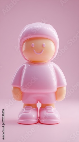 Pink Toy Figure - Adorable and Playful Character in Pastel Hue.