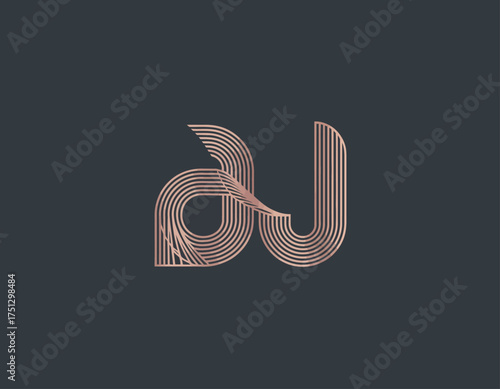 This image features a modern logo design with intertwined letters 'a' and 'J', showcasing an innovative and artistic approach to branding that exudes sophistication and creativity.