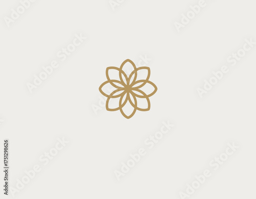 A minimalistic gold logo with a floral design that symbolizes luxury, wellness, and balance, perfect for brands focused on serenity and refined aesthetics.