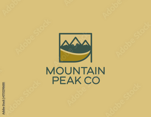 This logo design features stylized mountains combined with a serene wave, effectively conveying adventure and exploration while maintaining a clean and professional appearance.