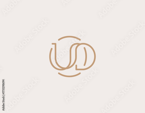 This minimalist logo showcases a unique intertwining letter design that embodies creativity and professionalism in a clean, artistic form, suitable for modern branding.