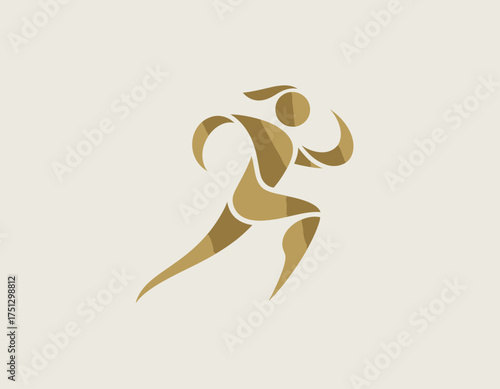 This image features a dynamic runner silhouette in a stylish gold hue. It embodies motion and energy, representing athleticism and determination in a simplified form.