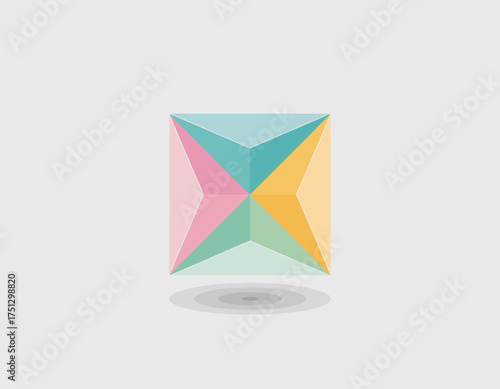 An artistic logo featuring colorful geometric prism shapes, reflecting creativity and playfulness, suitable for art studios and creative agencies looking for fresh identity.