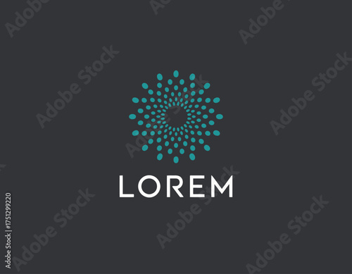 A visually appealing logo features a vibrant circular pattern at its core, suggesting creativity, innovation, and modernity, suitable for diverse branding.