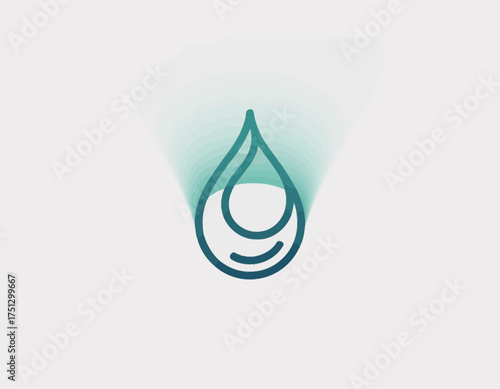 A serene and elegant illustration of a water drop, symbolizing purity and freshness, created with soothing green tones and a modern abstract style that captivates the viewer.